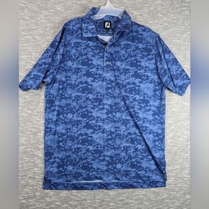 Footjoy Golf Polo Men's Large Cloud Camo Blue Performance Stretch